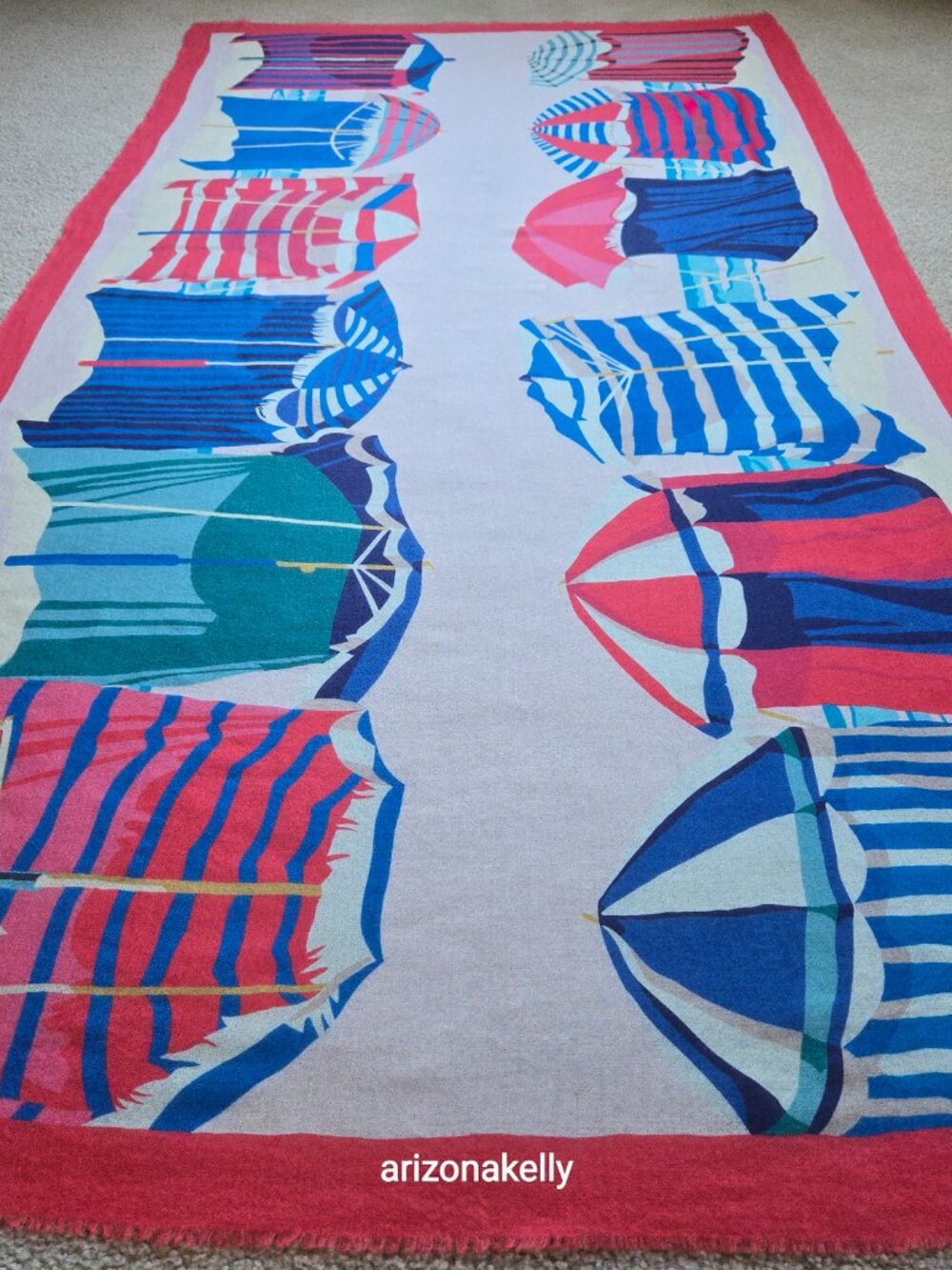 NWOT Hermès *WOOL* Charmes des Plages Normandes Beach Cabanas Scarf Stole - Picture 8 of 16